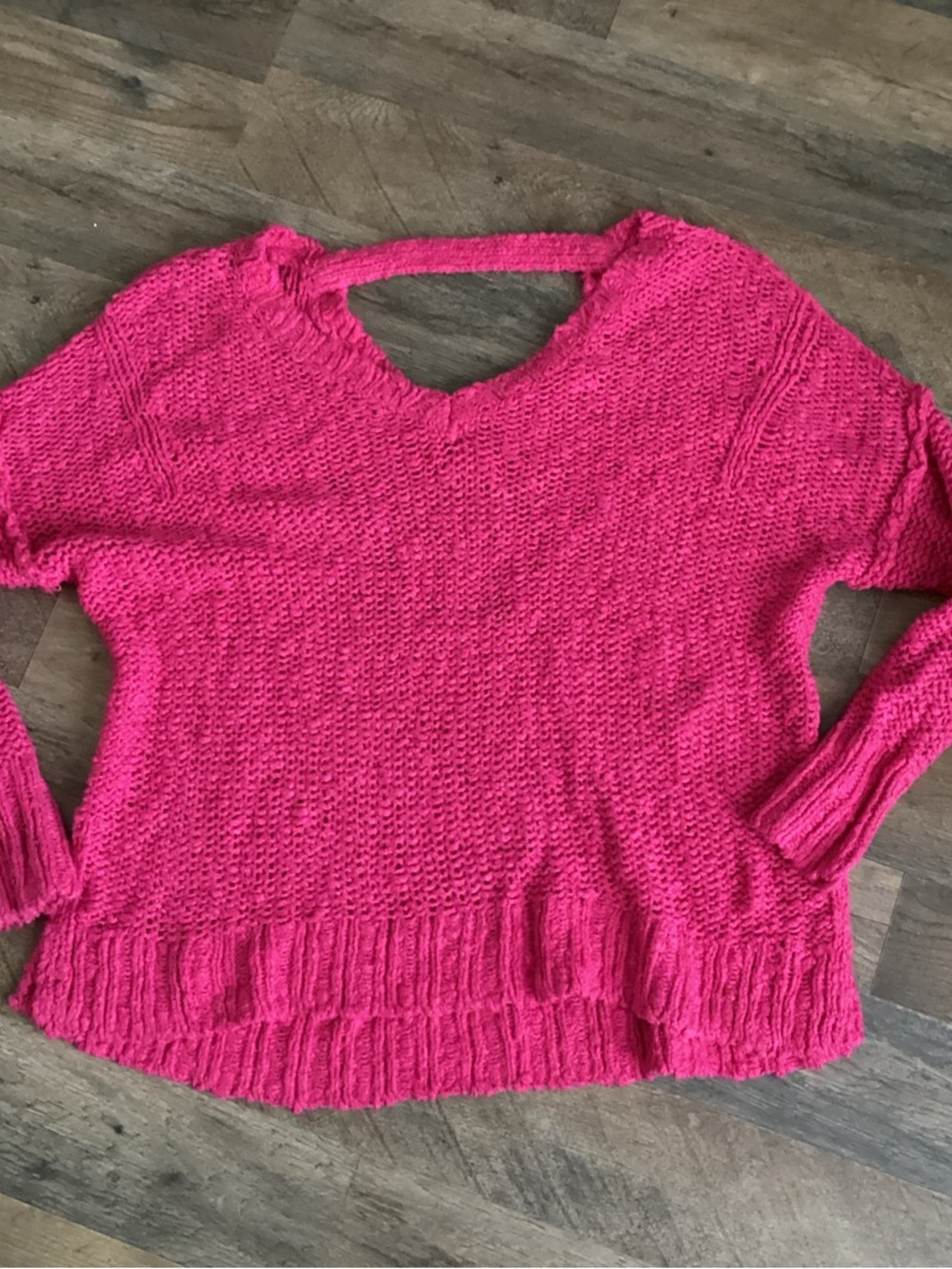 Hollister Hot Pink V-Neck Knit Sweater